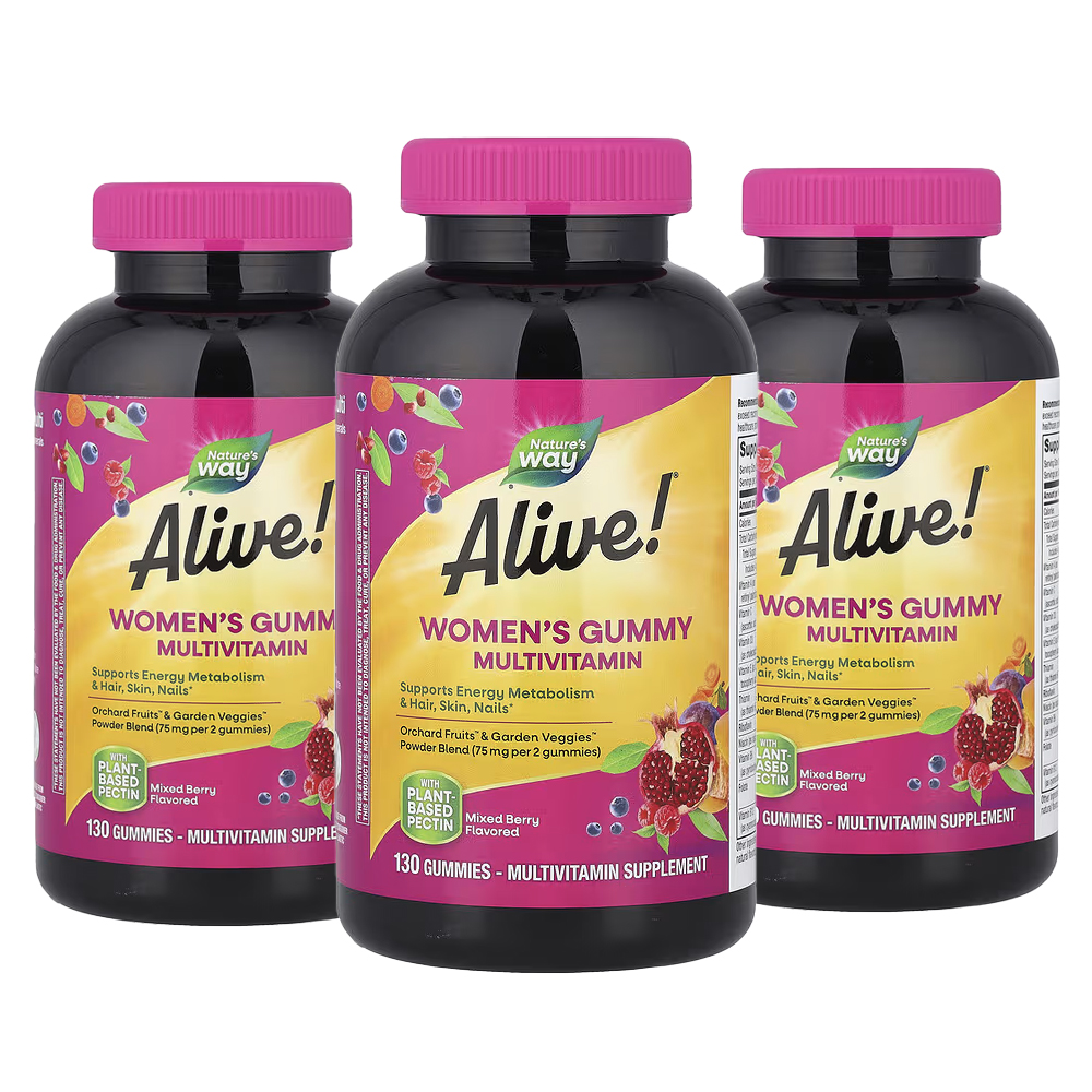 네이쳐스웨이 <b>얼라이브 우먼스 구미</b> 젤리 멀티비타민 믹스 베리 맛 130 개입 3개