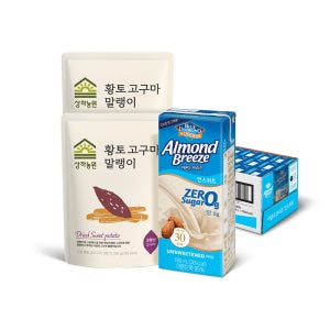 [단독기획] 아몬드브리즈 언스위트 제로슈거 190ml 24팩 + 상하농원 고구마말랭이 2개 외 택 1