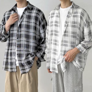1+1 남자린넨셔츠 남성체크남방 남자여름셔츠