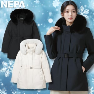 네파 미들패딩 아르떼 여성 중기장 폭스퍼 벨티드 고어텍스 구스다운 프리미엄 미들패딩