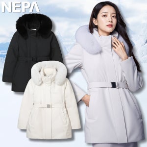 네파 고어텍스 패딩 아르떼 여성 중기장 폭스퍼 벨티드 구스다운 프리미엄 미들패딩