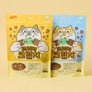 3651 크리미크런치 고양이 간식 이빨과자 겉바속촉 스낵 닭고기+연어, 300g, 2개