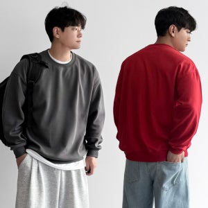 1+1 스웻셔츠 무지 맨투맨 남자 오버핏 빅사이즈 커플 맨투맨