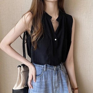 [트렌디 코디] 캐주얼 오피스 민소매 티셔츠 데일리룩 출근 일상 데이트룩 우먼룩 코디