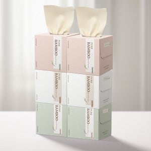 휴홈 먼지없는 무표백 순수 대나무 티슈 미니팩 230매, 6개