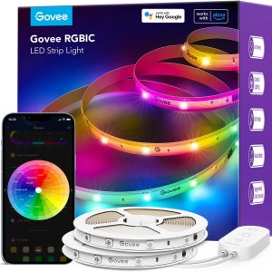 Govee 스마트 RGBIC LED 스트립 조명, Alexa 와 Google 어시스턴트 지원, 음악 동기화, 침실 거실 WiFi 색상 변경 조명 65.6ft/20m