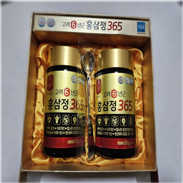 피로회복 선물세트 6년근 <b>고려홍삼정</b>365 240g x 2병 면역력증진 수험생 국가 시험준비