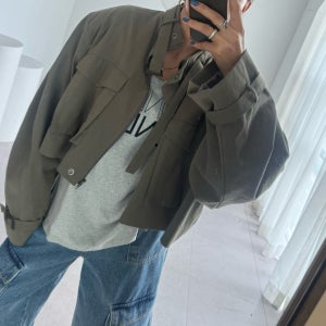 보니따스 루킨 크롭 야상 오버핏 점퍼 아우터/ 블랙 카키