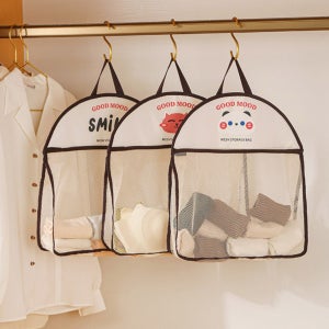 다용도 걸이형 메쉬 수납망 1단 벽걸이 정리망 속옷 양말 보관 걸이
