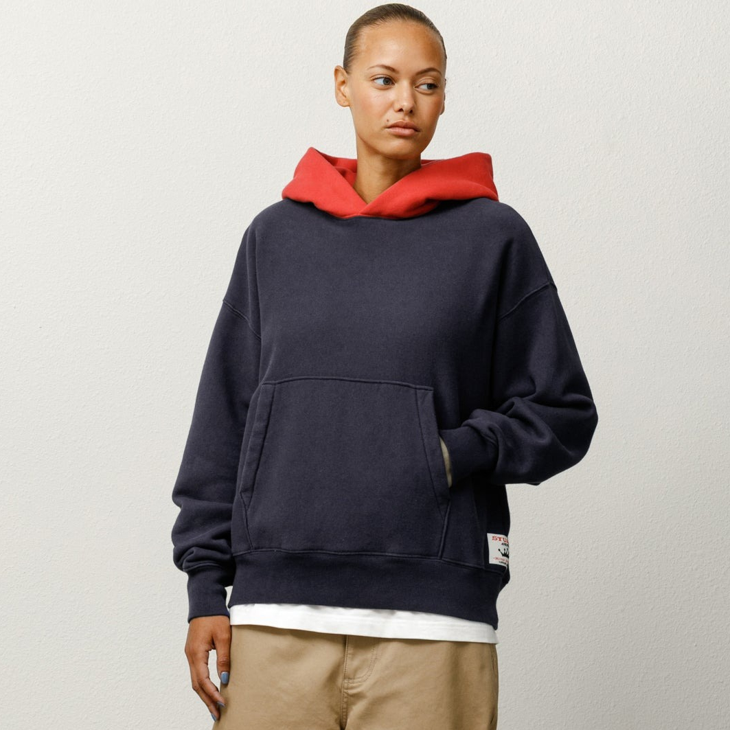스투시 Stüssy 투톤 후드 페디드 블루 TWO TONE HOODIE