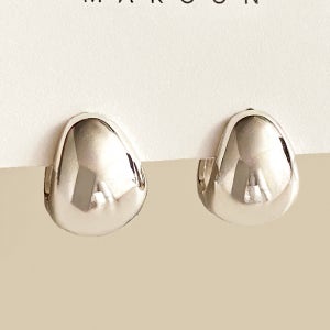 [무배] 실버925 볼드 둥근 양면 삼각 물방울 원터치 링 귀걸이