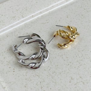 볼드 꽈배기 꼬임 후프 귀걸이 데일리 모던 라지 스몰 이어링 303012