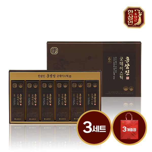 [농협홍삼 한삼인] 대용량 홍삼스틱 홍삼진액 홍삼진 굿데이스틱 60포 , 3개
