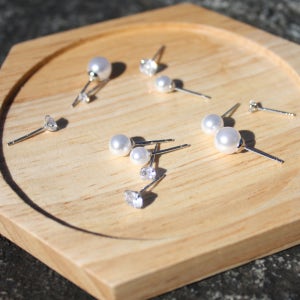 은침 진주큐빅귀걸이 925은침 귀걸이세트 심플한 데일리