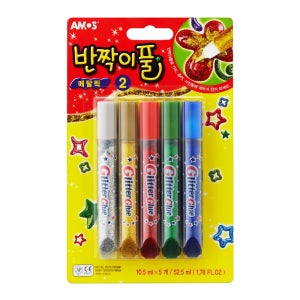 아모스 반짝이풀 메탈릭 5P 접착제 색깔풀