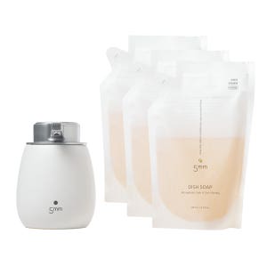 오미리 미세플라스틱 세정 1종 주방세제, 세라믹 자동 디스펜서 세트 330ml, 3개