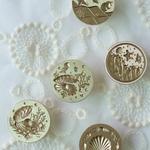 실링왁스 스탬프 해안가 조개 바다 황동 스탬프 미니 인장 헤드 청첩장 스티커