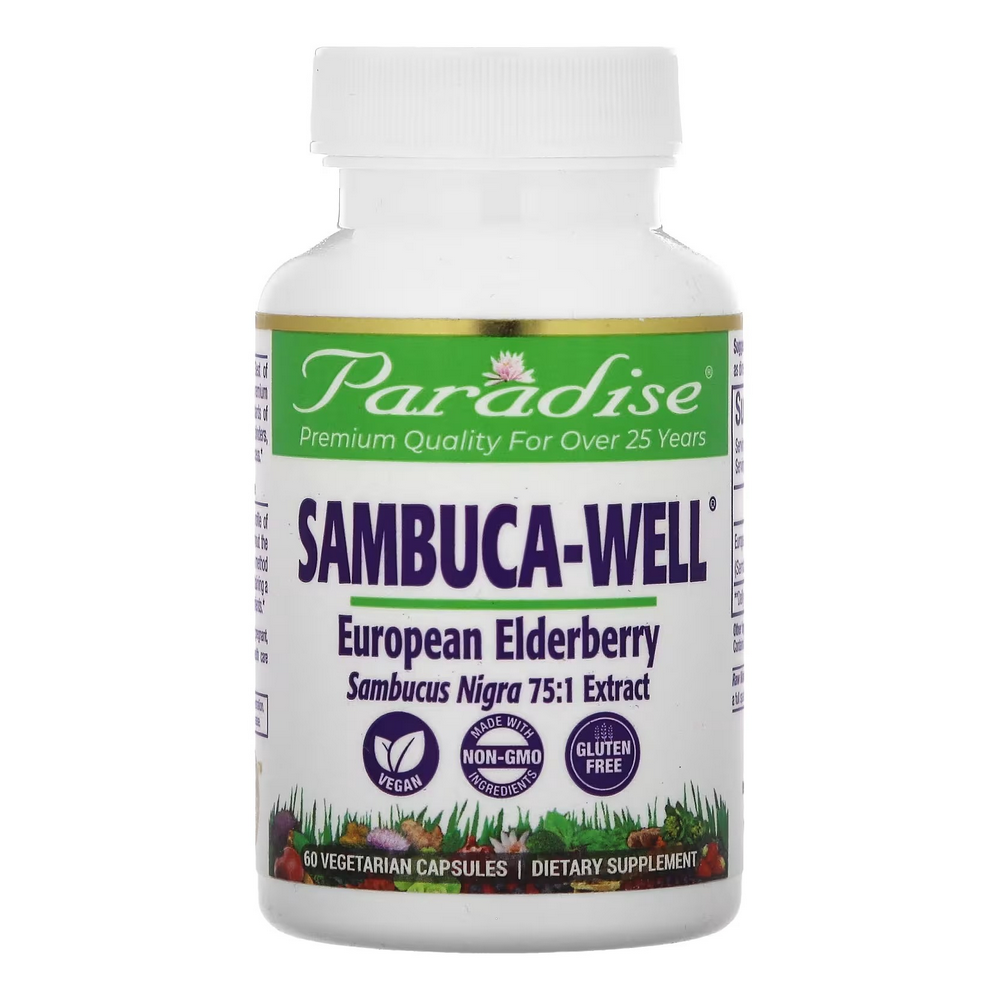 파라다이스허브스 삼부카 웰 유러피언 <b>엘더베리</b> <b>250mg</b> 60베지테리언캡슐