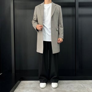 지오송지오 코트 남자 세미오버핏 겨울체스터 캐시미어 혼방 브라운 FWZH5CT502A
