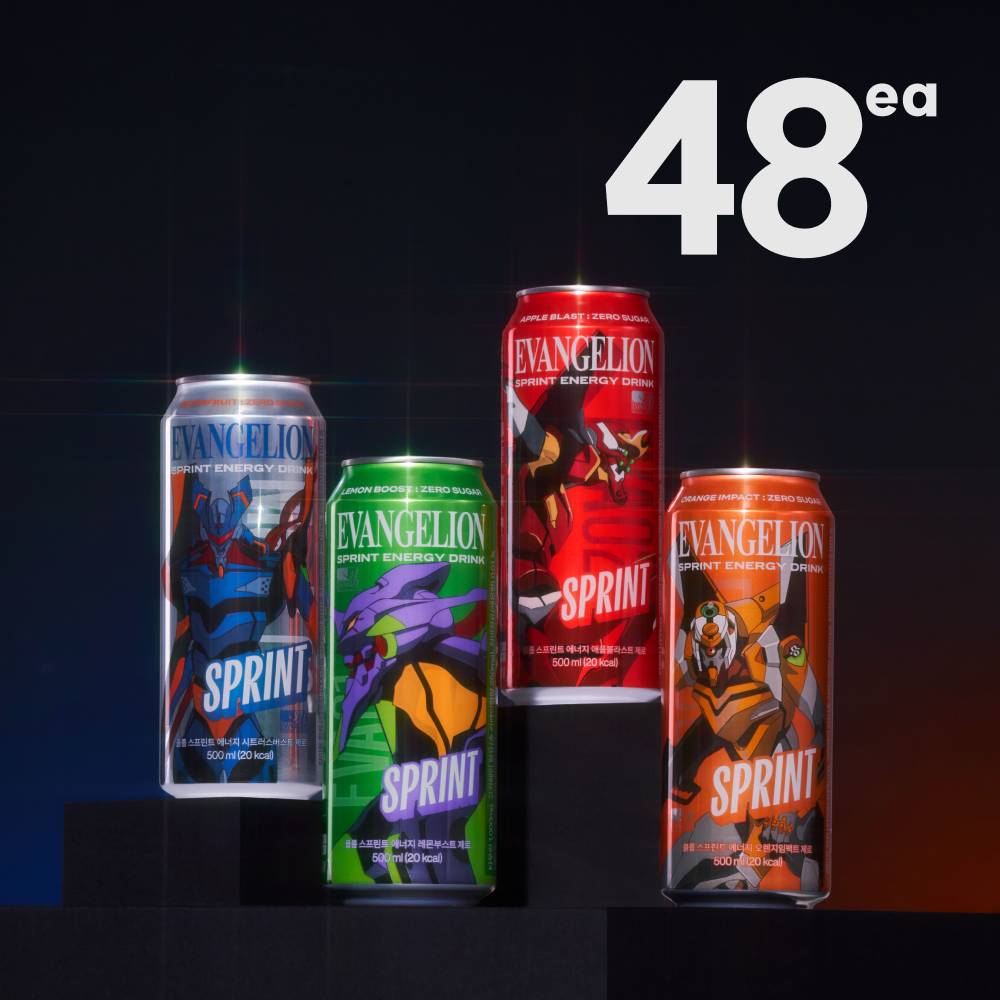 [에반게리온] 클룹 스프린트 에너지드링크 제로 탄산음료 4종 500ml, 48개