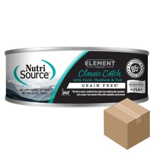 뉴트리소스 캣 엘레멘트 시리즈 그레인프리 주식캔 클래식캐치 송어+해덕+대구, 155g, 12개