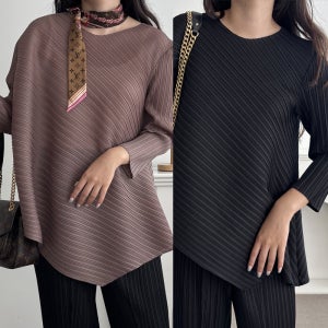 플리츠블라우스 가을 주름 40대하객룩 출근룩