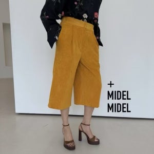 보니따스 스웨이드 버뮤다 팬츠 뒷밴딩 여성 7부 가을 바지/ 머스타드 퍼플