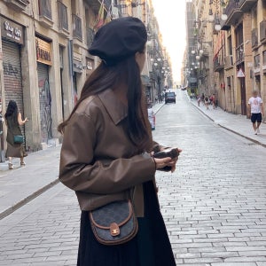 자체제작 싱글 카라 세미크롭 레더 자켓 블랙 브라운 가을 여성 가죽 자켓 빅사이즈 77