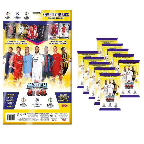 2022/23 Topps Match Attax 새로운 스타터 팩 세트 챔피언 축구 컬렉션 카드 팬 선물