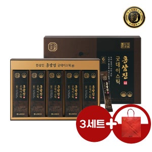 네이버 단독상품 [농협홍삼 한삼인] 대용량 홍삼스틱 진세노사이드 홍삼진 굿데이스틱+쇼핑백 50포, 3개