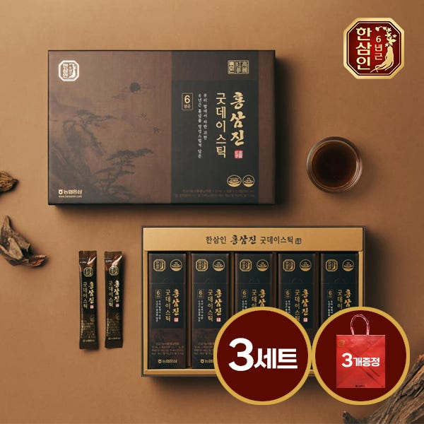 [네이버 단독상품] 농협홍삼 한삼인 대용량 홍삼스틱 홍삼진 굿데이스틱 6년근 홍삼정 홍삼진액 50포, 3개