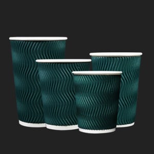 HC 크리스마스느낌 초록종이컵 3중 단열컵 웨이브 그린 300ml(10온스) 단열종이컵 500개