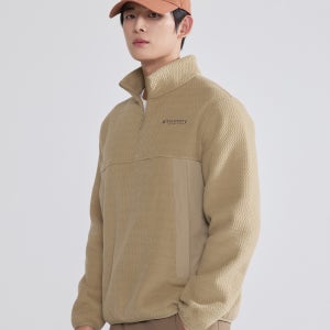 [디스커버리] 남성 자가드 플리스 반집업 티셔츠 (L/BEIGE) DMZT73056
