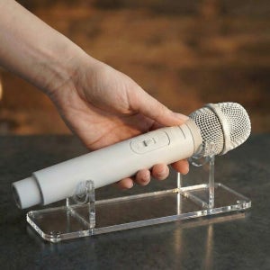 마이크 거치대 스탠드 유선 무선 아크릴 홀더 스텐드 받침대 단상 탁상용 투명 베이직 1구