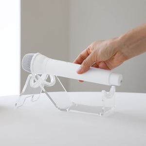 마이크 거치대 스탠드 유선 무선 아크릴 홀더 스텐드 받침대 투명 탁상용 스텐딩 단상 걸이