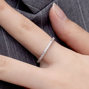 14k 클래식 슬림 1.5mm 테니스 반지 모던 레이어드 큐빅 한줄 가드링