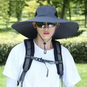 48cm 초대형 와이드 챙 모자 햇빛 자외선차단 사파리 캡 큰 벙거지 여자 남자 햇 여행용