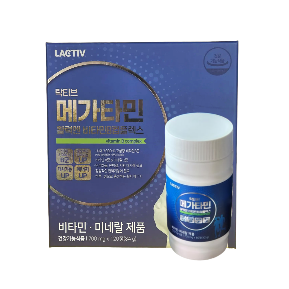 락티브 <b>메가타민 활력엔 비타민B 컴플렉스</b> 700mg x 120정