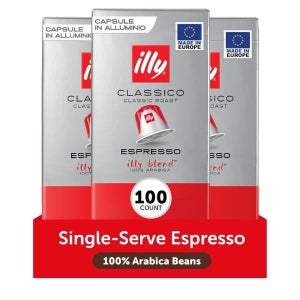 illy 알루미늄 클라시코 미디엄 로스트 에스프레소 캡슐 100개 Nespresso 머신 호환