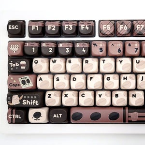 카페 모카 131 영문 PBT 염료승화 브라운 커스텀 텐키리스 풀배열 키보드 MOA 키캡