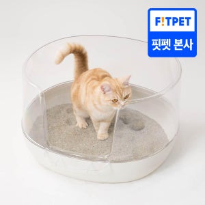 냥쌤 고양이화장실 투명화장실 대형 배변통 사막화방지 화이트