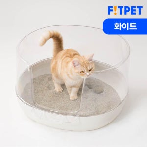 냥쌤 고양이화장실 투명화장실 대형 배변통 사막화방지 화이트