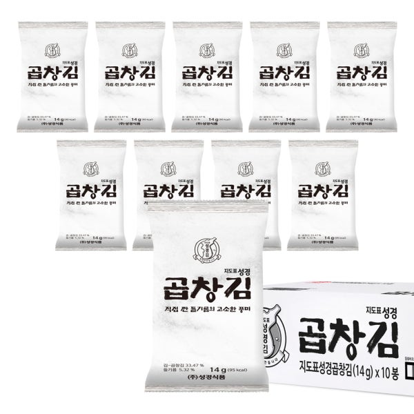 지도표 성경김 곱창김 곱창돌김 도시락 조미 식탁김 14g 10봉