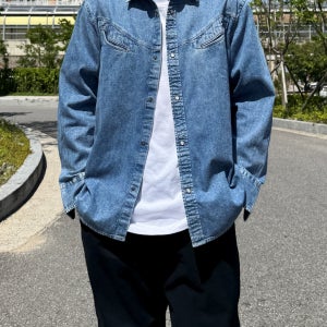 리바이스 웨스턴 흑청 연청 데님 셔츠 청남방