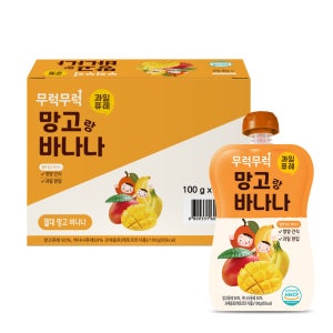 [14:00 이전 주문 당일 출고] 무럭무럭 키즈죽, 과일퓨레 1박스 (100ml x 망고랑 바나나, 100g, 7개