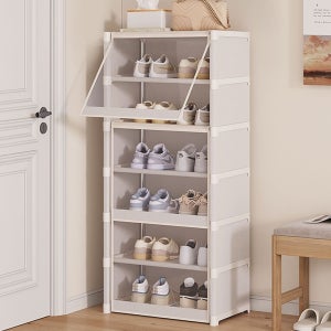 현관 신발정리대 조립식 간이 신발장 신발 정리함 보관함 수납장 정리선반 3단, 블랙, 1개