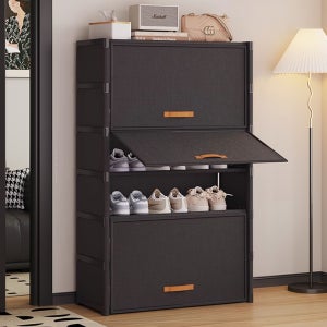현관 신발정리대 간이신발장 조립식신발장 신발 보관함 정리선반 5단, 블랙, 1개