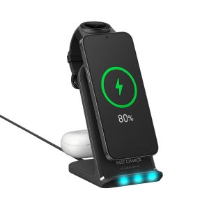 삼성 Z폴드7 갤럭시워치8 충전독 3in1 무선충전기 워치 휴대용 스탠드 멀티 충전기 갤럭시, 검정