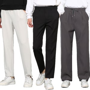 남자 슬랙스 남성 정장바지 와이드팬츠 밴딩 링클프리 빅사이즈 스판
