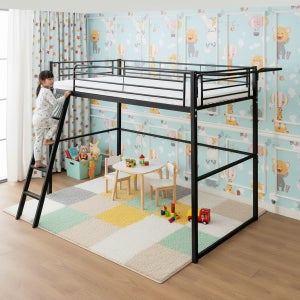 미코퍼니처 비앙카 철제 벙커침대 미니 독립 매트리스, SS(슈퍼싱글), 블랙